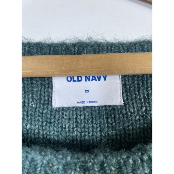 Old Navy Sweater Sz 2X Green Chunky Knit Womens Cable Knit Fisherman Cabin Core - Picture 8 of 12
